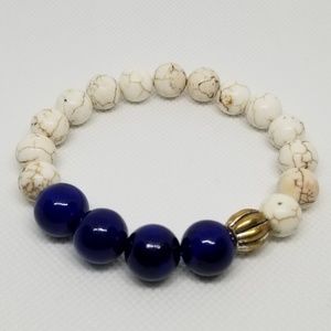 Blue and White Beaded Bracelets